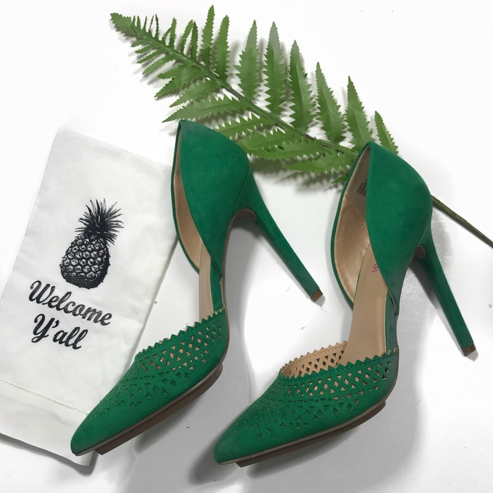 JustFab Green Cutout Heels